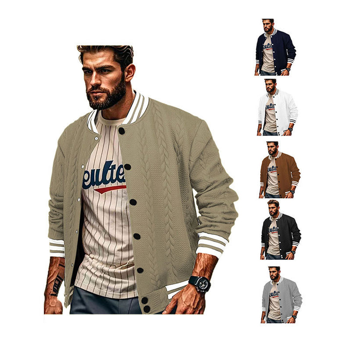 Herren Sportswear-Bomberjacke mit strukturiertem Design und Kontraststreifen Echoarchiv