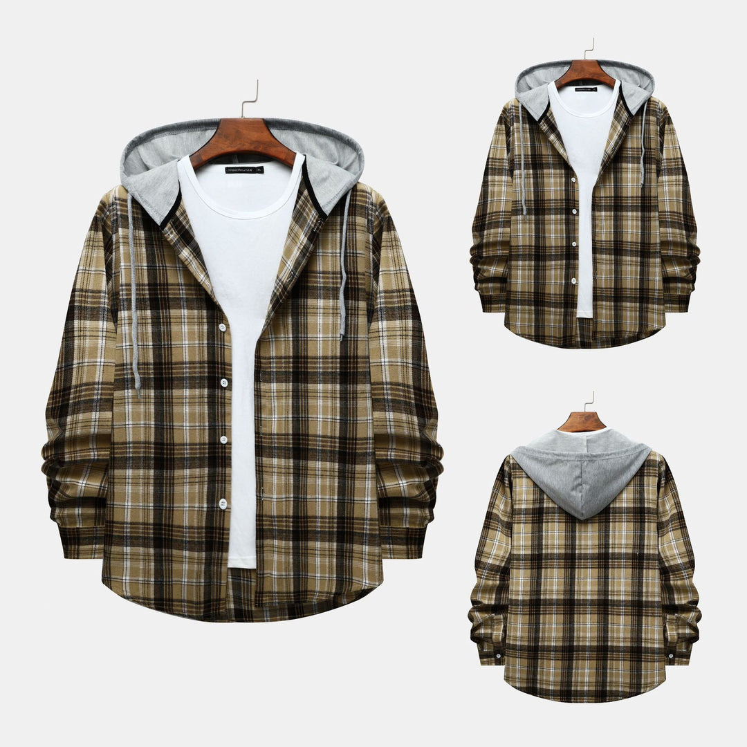 Herren Hemdjacke mit Kapuze im klassischen Karomuster Echoarchiv