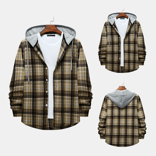 Herren Hemdjacke mit Kapuze im klassischen Karomuster Echoarchiv