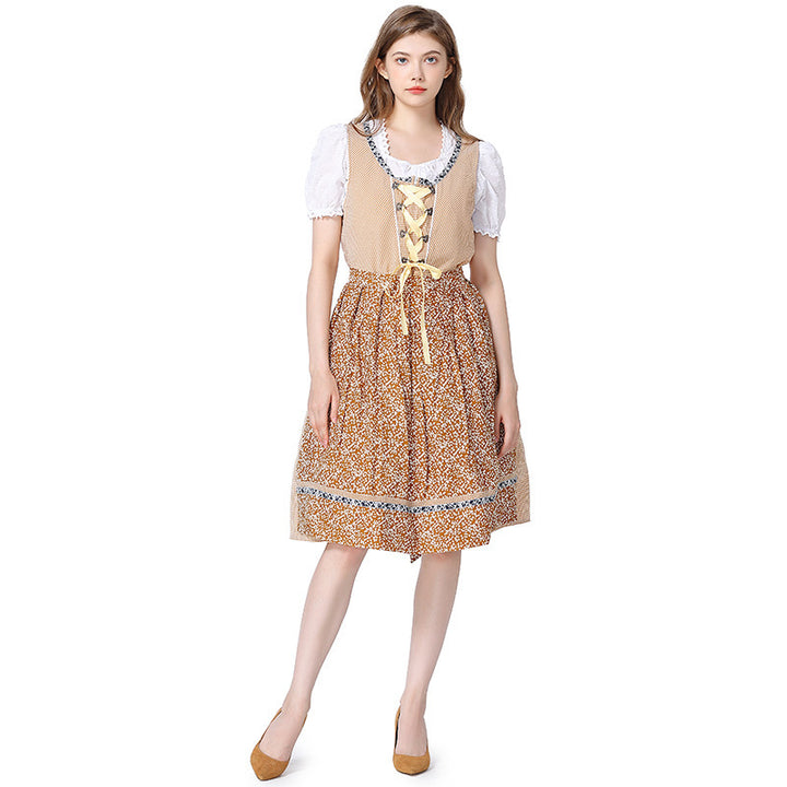 Damen nan traditionelles Oktoberfest Dirndlkleid mit Spitzenbluse, verstellbarer Korsettschnürung und geblümter Schürze Echo Archiv