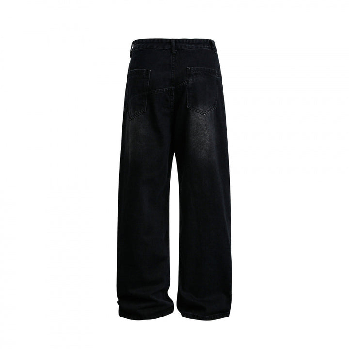 Damen Weite hochgeschnittene Baggy-Jeans mit geschwungenen Vornähten und aufgesetzten Taschen Echo Archiv