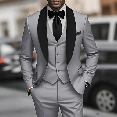 Herren eleganter Anzug mit schmalem Schnitt und luxuriösem Satin-Revers Echoarchiv