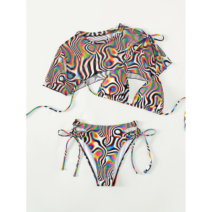 Damen Bikini-Set mit transparentem Oberteil und verstellbaren Trägern Echo Archiv