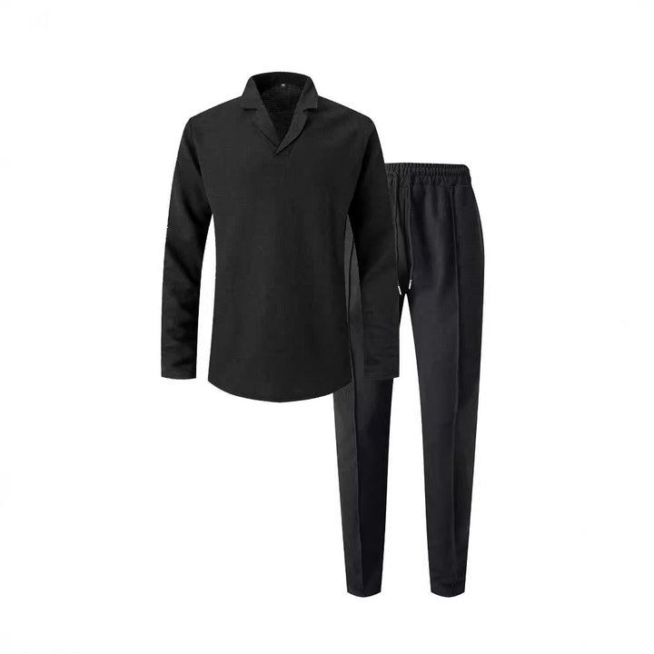 Herren sportliches Freizeit-Set mit gemütlichem Kragen und elastischen Hosen Echoarchiv