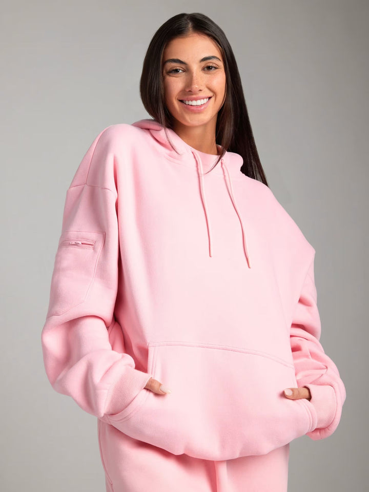 Damen nan Kapuzensweatshirt mit integrierter Schlafblende und weichem Fleece-Innenfutter Echo Archiv