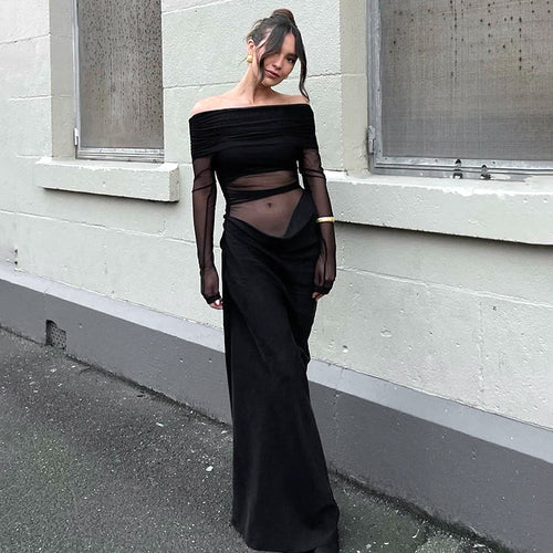 Damen Elegantes Maxikleid mit schulterfreiem Design und gerafften Details Echo Archiv
