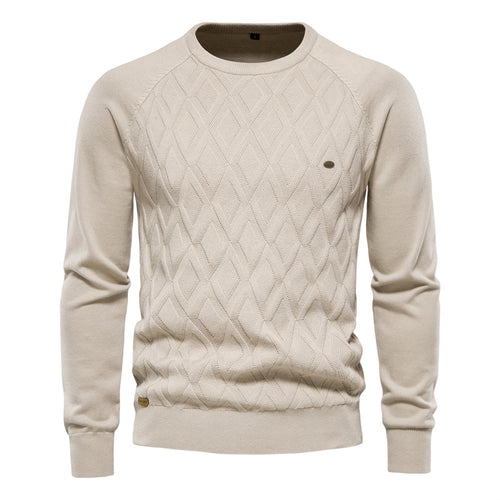 Herren Strickpullover mit strukturierter Rautenmuster-Optik und modischem Rundhalsausschnitt Echoarchiv