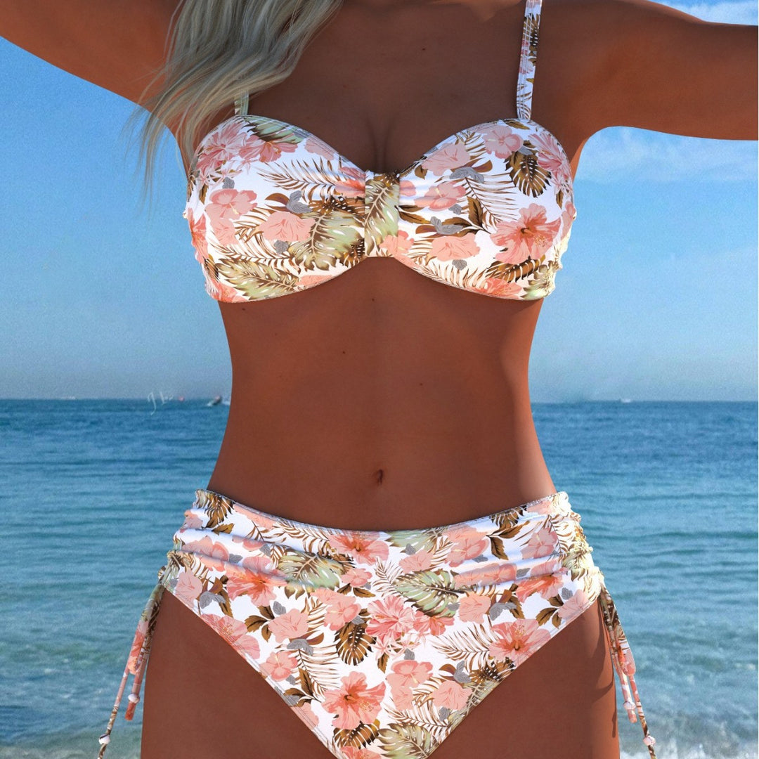 Damen Wickel-Bikini-Set mit floralem Design und hohem Bund Echo Archiv