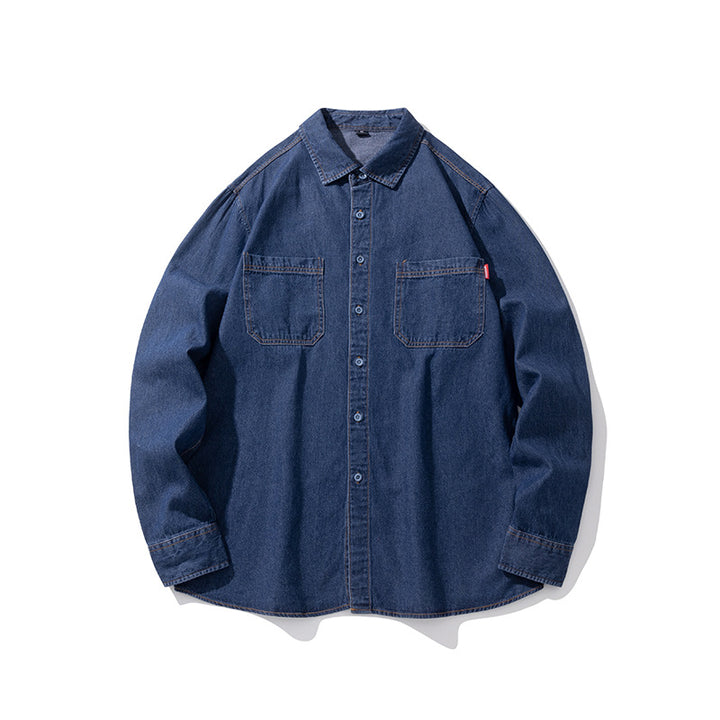 Herren Moderner Denim-Hemd mit Taschen Echoarchiv
