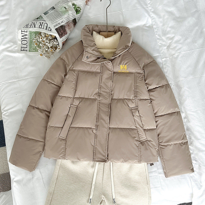 Damen kompakte Kurz-Steppjacke mit hochschließendem Stehkragen und schrägeingriff Taschen – Célinea