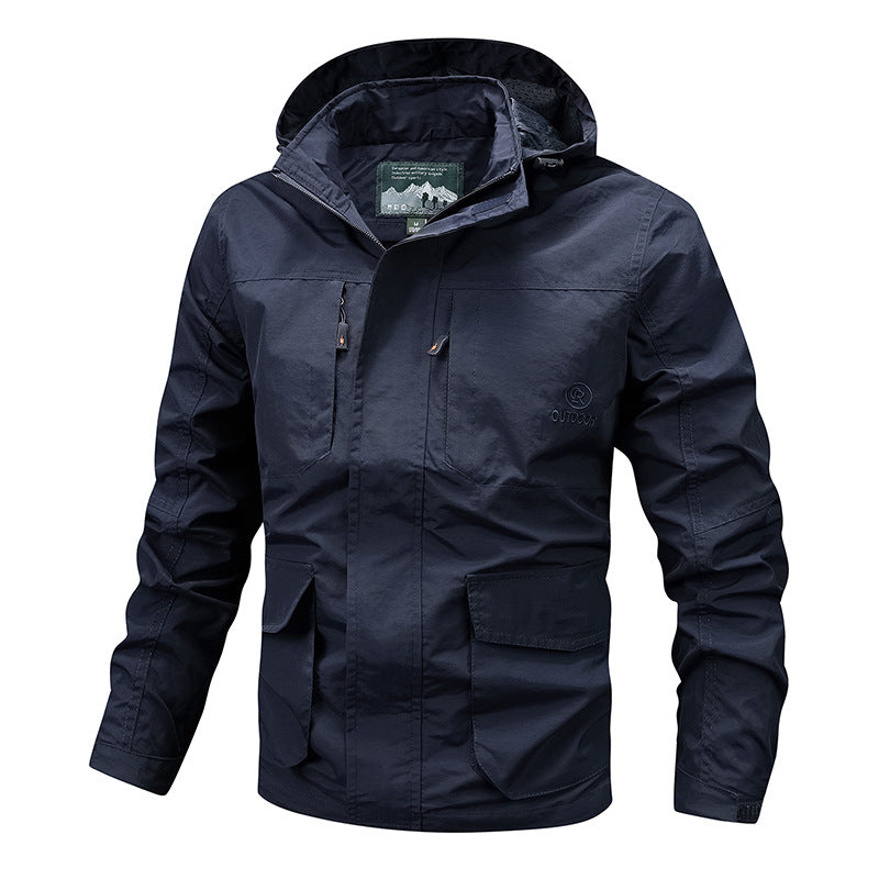 Herren Technische leichte Outdoorjacke mit Kapuze wasserabweisend und Multifunktionstaschen Echo Archiv