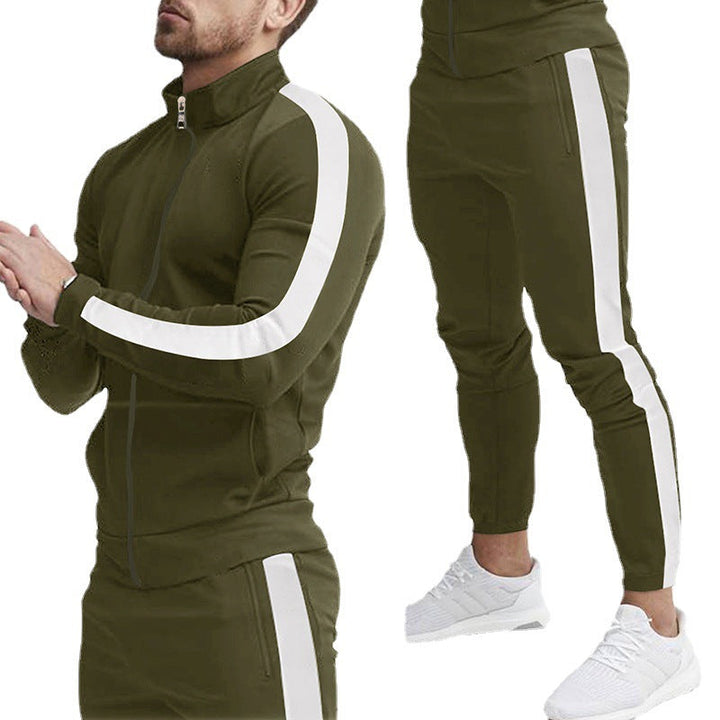 Herren Sportliches Trainingsanzug-Set mit hochgeschlossenem Reißverschluss und Streifen-Details Echoarchiv