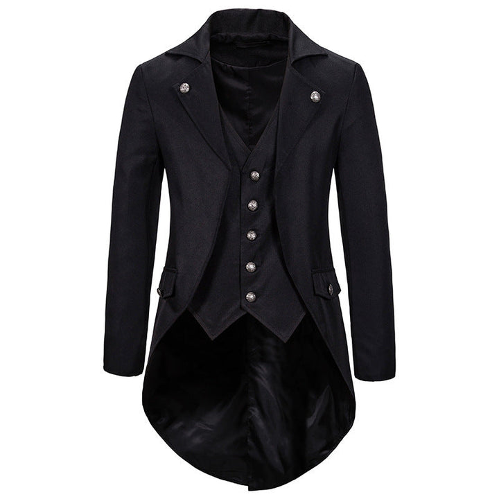Herren eleganter StEchoarchivmpunk-Sakko mit asymmetrischem Schnitt und edlen Details Echoarchiv