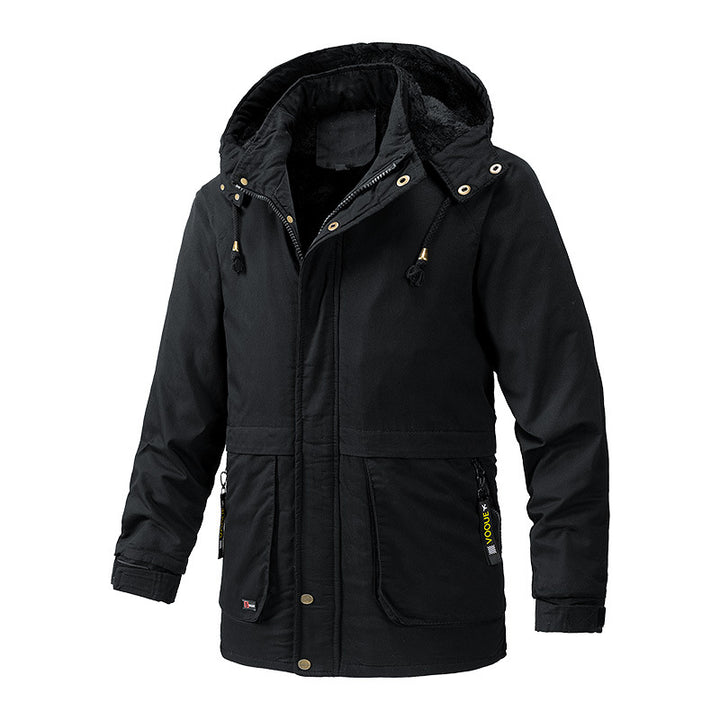 Herren Canvas-Parka mit Sherpa-Innenseite, verlängerter Schnitt und Utility-Ärmeltasche Echoarchiv