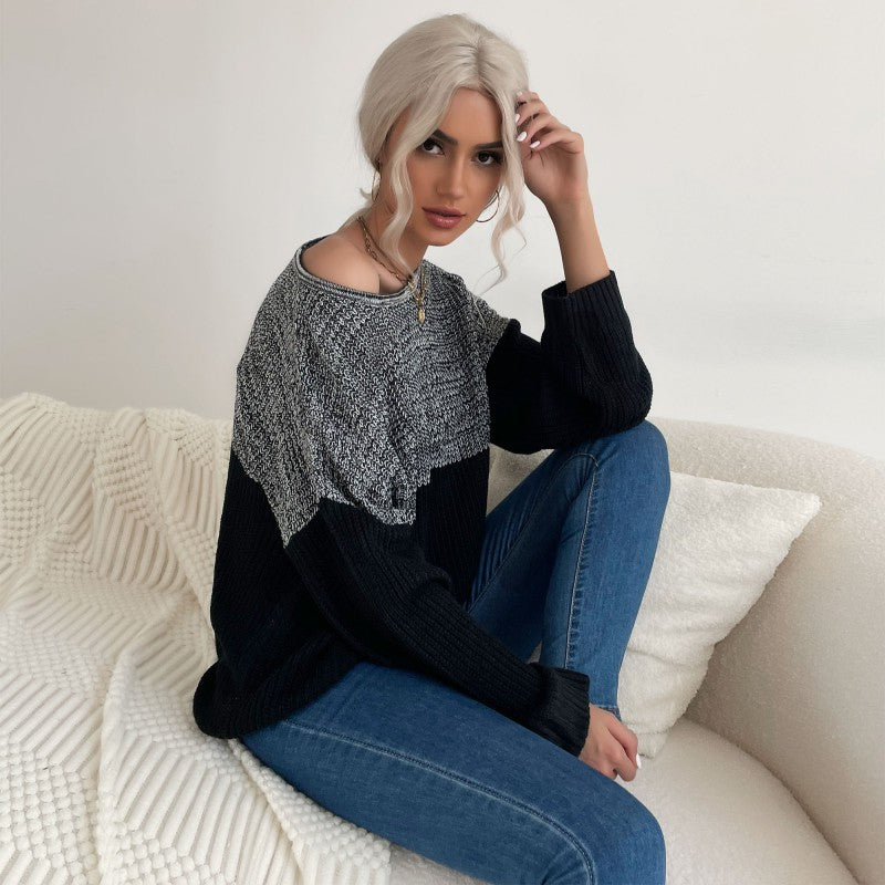 Damen Lässiger Strickpullover mit asymmetrischem Design Echo Archiv