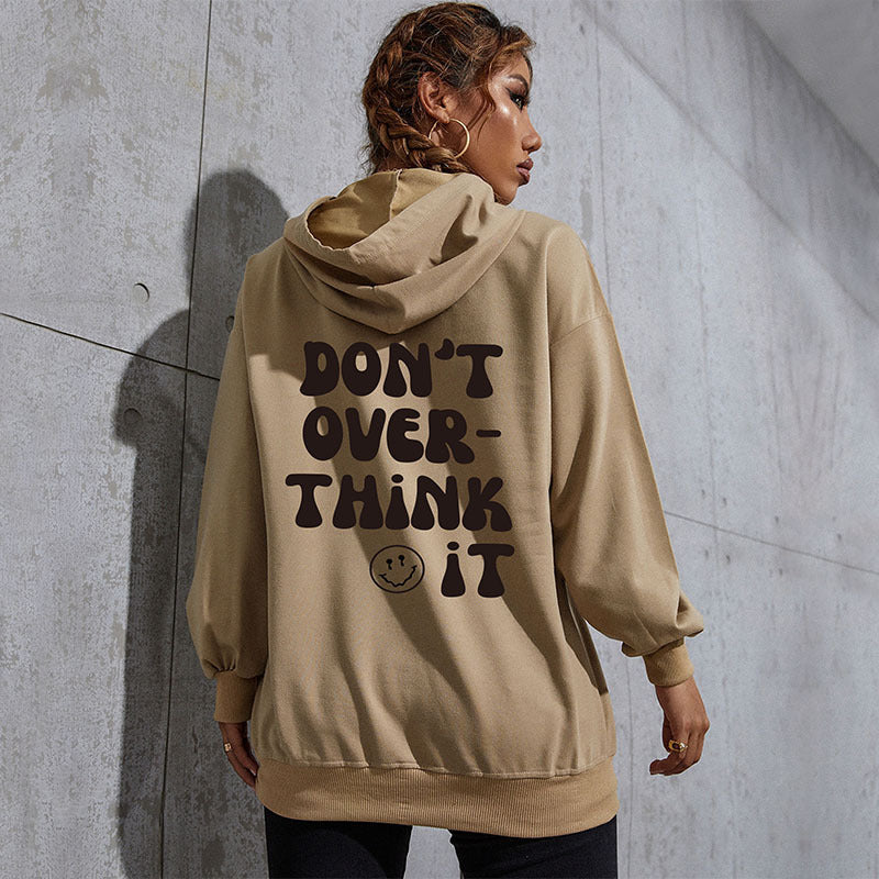 Damen Kapuzenpullover mit Statement-Backprint, Oversize‑Schnitt und gerippten Bündchen Echoarchiv