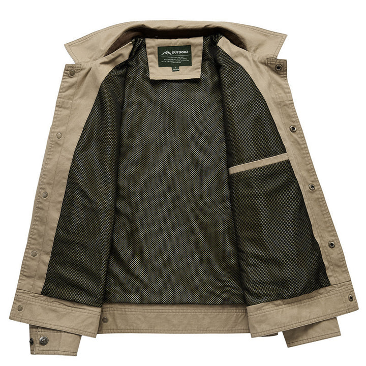 Herren Canvas-Fieldjacke im Utility‑Stil mit Brusttasche und Mesh‑Futter – Taviero