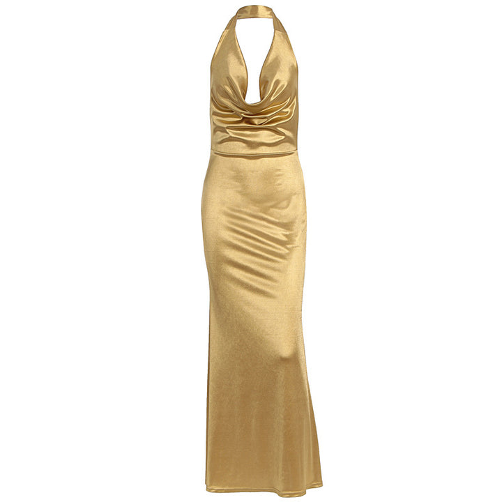 Damen Elegantes Maxikleid mit tiefem V-Ausschnitt und fließendem Fall Echo Archiv
