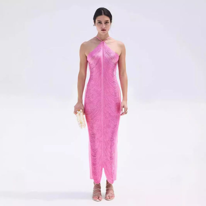 Damen Langkleid mit raffiniertem Schlitz und elegantem Kragen Echo Archiv