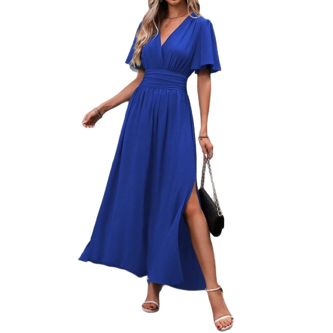 Damen Maxikleid mit Fließendem Schnitt und Eleganten Ärmeln Echoarchiv