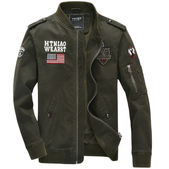 Herren leichte Bomberjacke im Flieger-Utility-Stil mit Schulterepauletten und Ärmeltasche Echoarchiv