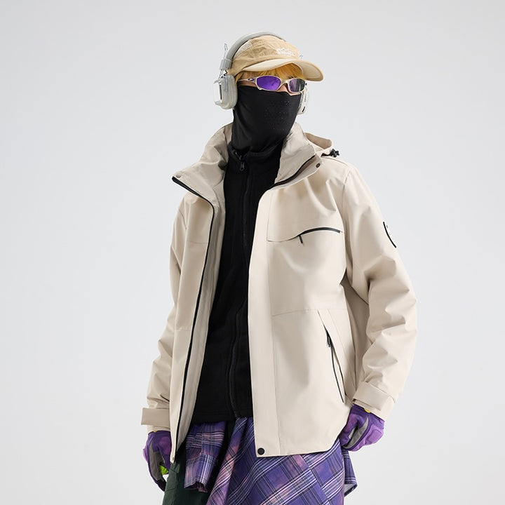 Herren Wasserdichte Outdoor-Softshelljacke mit Kapuze, hohem Stehkragen & Reißverschlusstaschen Echoarchiv
