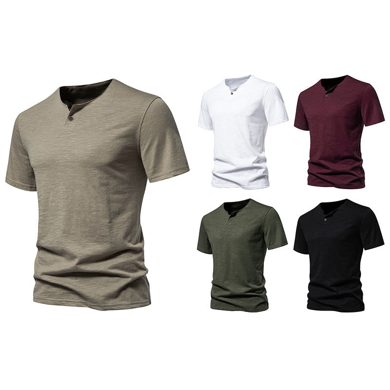 Herren Kurzarm-Henley-Shirt mit modernem Stehkragen und hochwertiger Baumwollqualität Echoarchiv