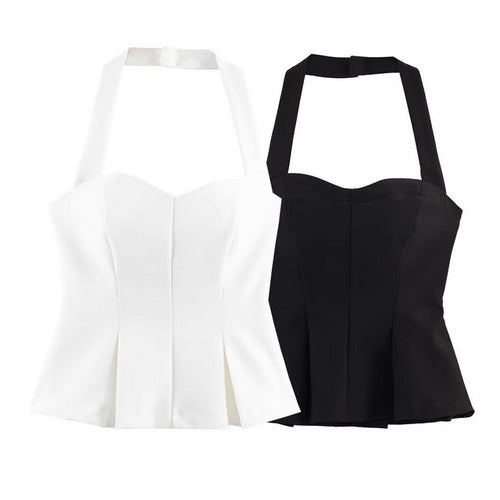Damen Haltertop mit elegantem Taillenschnitt und feinen Plisseedetails Echo Archiv