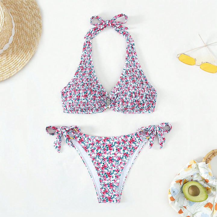 Damen Triangel-Bikini mit verstellbaren Trägern und floralem Design Echo Archiv