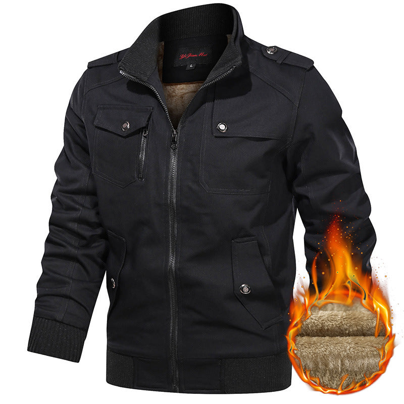 Herren nan gefütterte Utility-Bomberjacke mit Teddyfutter, Schulterpatten und multifunktionalen Taschen Echo Archiv