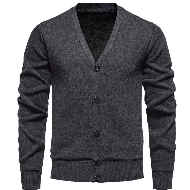Herren kuschelige Strickjacke mit V-Ausschnitt und Knopfleiste Echoarchiv