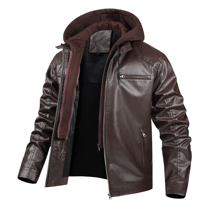 Herren modische Kunstlederjacke mit abnehmbarer Kapuze Echo Archiv