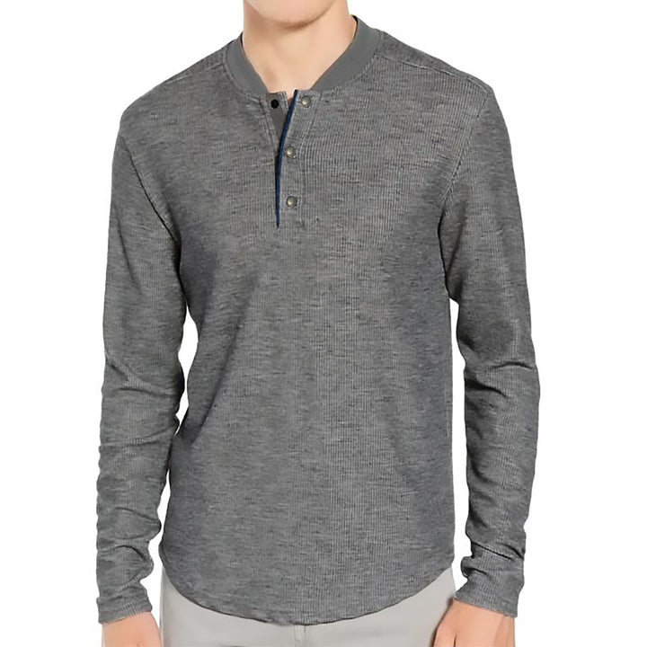 Herren Langarmshirt mit Knopfleiste und strukturiertem Design Echoarchiv