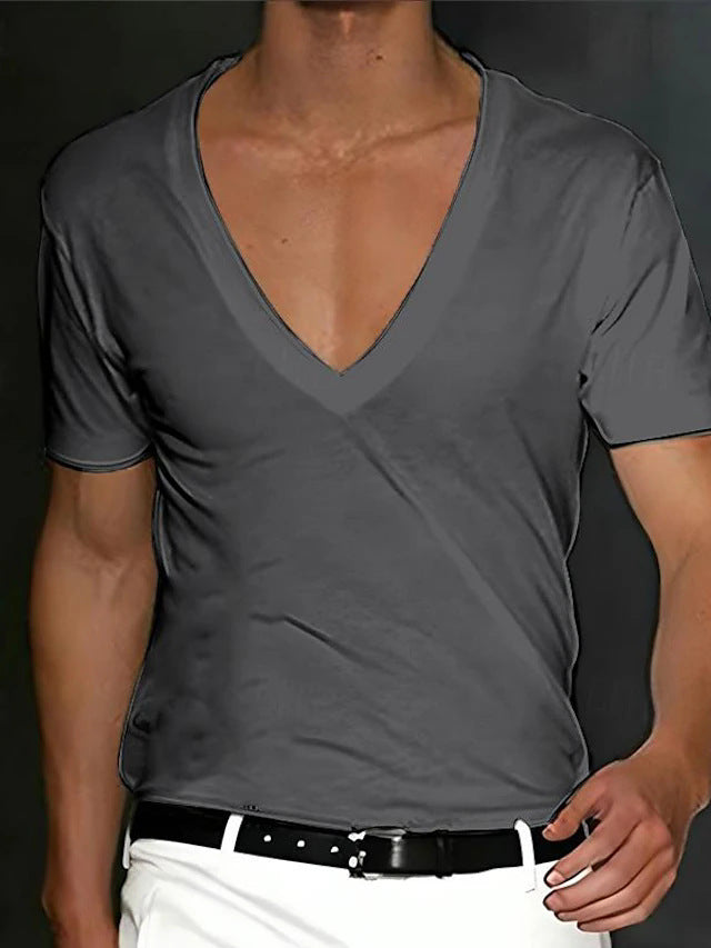 Herren V-Ausschnitt T-Shirt mit figurschmeichelndem Schnitt und hochwertigen Stoffen Echoarchiv