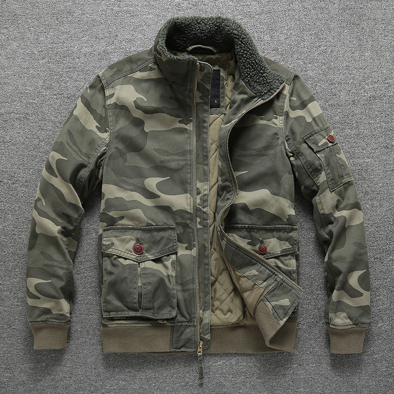 Herren Gefütterte Utility-Fieldjacke mit Teddykragen und Mehrfachtaschen Echoarchiv