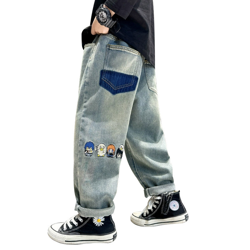 Unisex trendige Baggy-Jeans mit kreativen Stickereien Echo Archiv