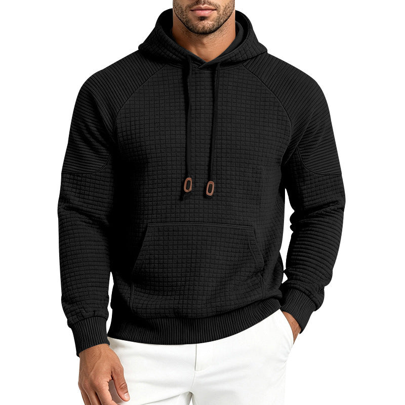 Herren Strukturierter Kapuzenpullover aus Waffeljersey mit Kängurutasche und Raglanärmeln Echoarchiv