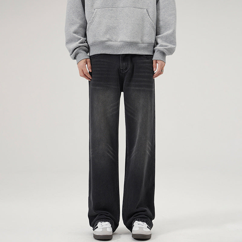 Herren Baggy-Jeans mit tiefem Schritt, verwaschener Vintage-Denim und geradem Bein Echo Archiv