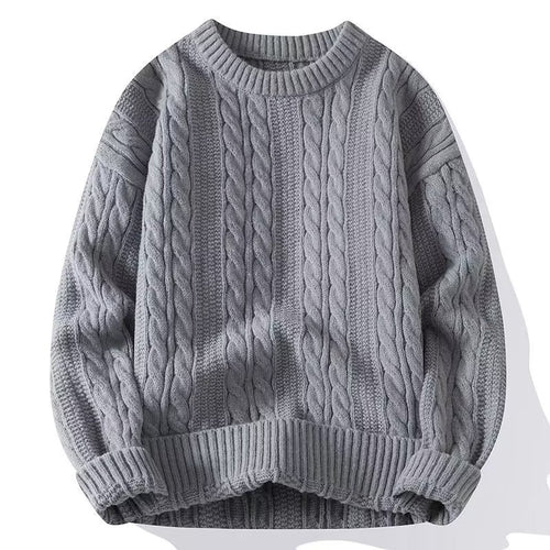 Herren Strickpullover mit strukturiertem Zopfmuster und rundem Halsausschnitt Echoarchiv