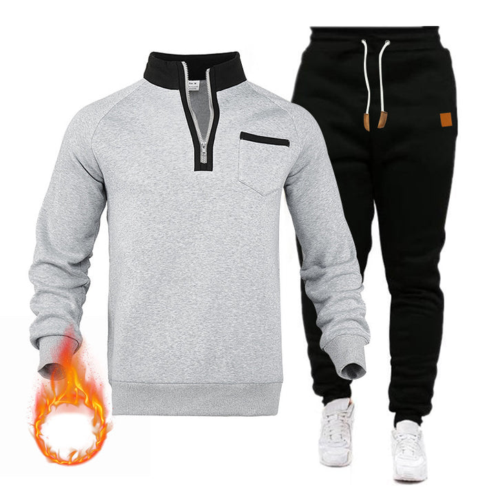 Herren Sweatshirt und Jogginghose Set mit modernem Stehkragen und praktischer Brusttasche Echoarchiv