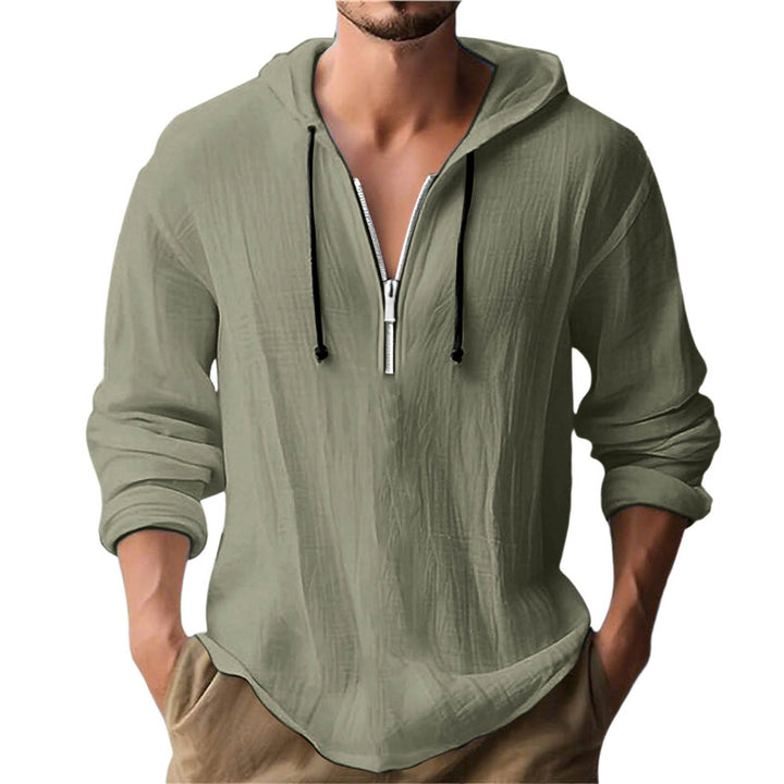 Herren lässiger Kapuzenpullover mit halblangem Reißverschluss und atmungsaktivem Stoff Echoarchiv