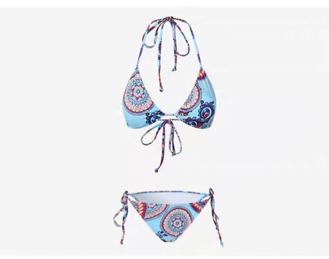 Damen Triangel-Bikini mit verspieltem Mandala-Muster und verstellbaren Bindebändern Echo Archiv