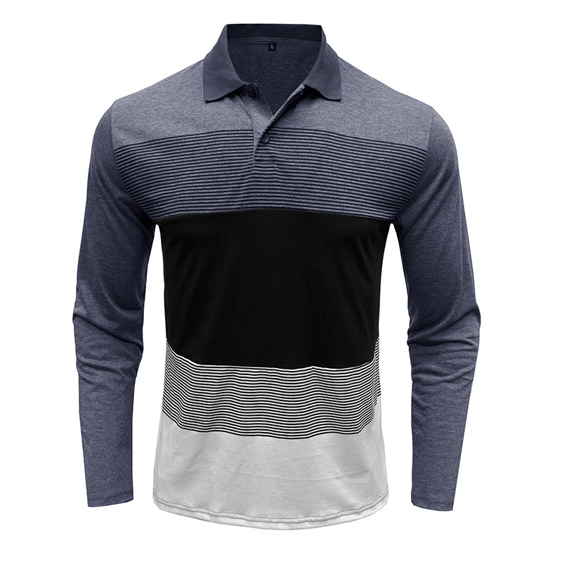 Herren Langarm Poloshirt mit modernem Streifenmuster und komfortablem Schnitt Echoarchiv
