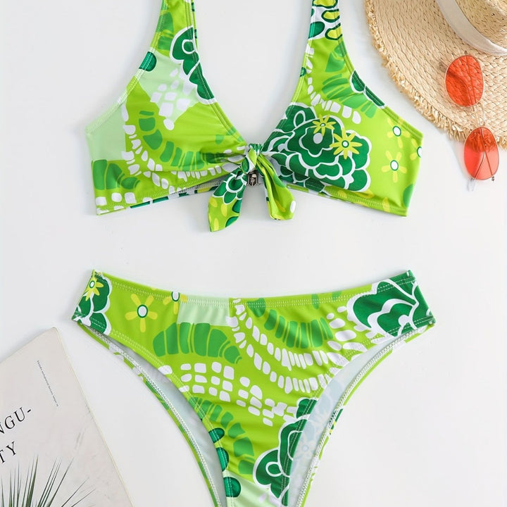 Damen Crop-Bikini mit floralem Knötchen-Design Echo Archiv