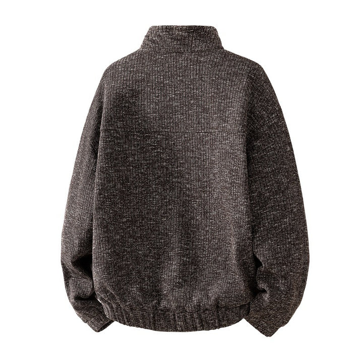 Herren Oversized Sweatshirt mit strukturiertem Design, Stehkragen, Druckknopfverschluss und Kängurutasche – Marzano