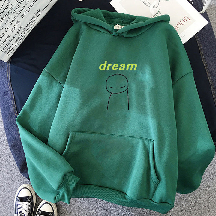 Unisex Oversize-Kapuzenpullover mit minimalistischem Smiley-Print, weichem Fleece-Innenfutter und praktischer Kängurutasche – Auréline