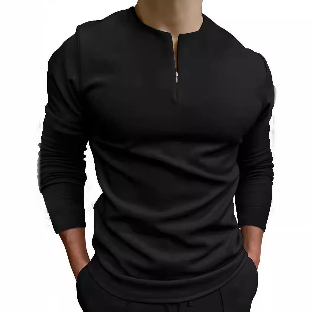 Herren Langarmshirt mit Stehkragen und Reißverschluss Echoarchiv