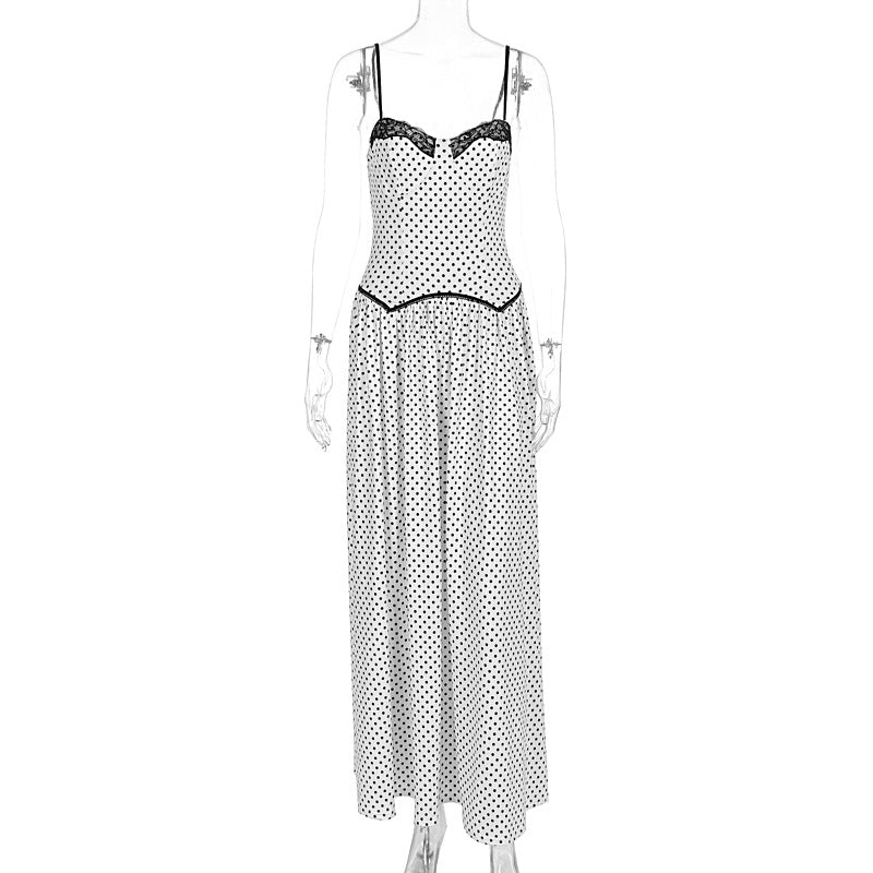 Damen Maxikleid mit gepunktetem Design und Spitzendetails Echo Archiv