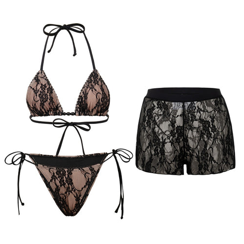 Damen Bikini-Set mit Spitzen-Besatz und figurbetontem Schnitt Echo Archiv
