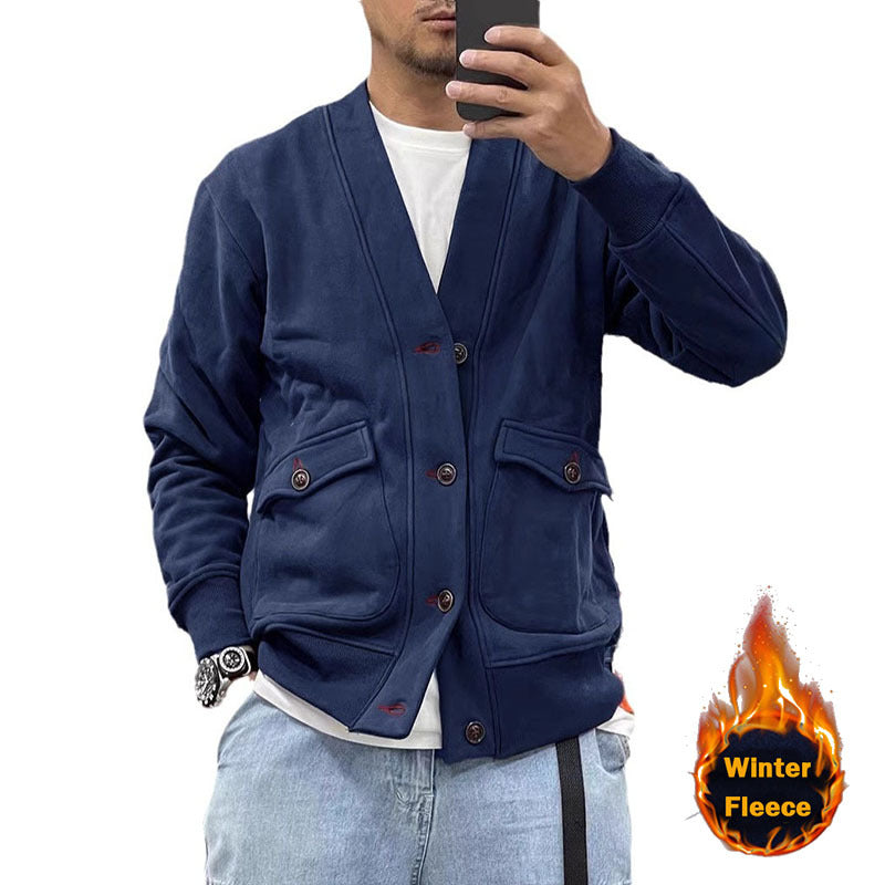 Herren Fleecejacke mit modischem Knopflies und praktischen Taschen Echoarchiv